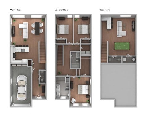 Floor plan for 3 beds, 4 baths, 2300 sqft